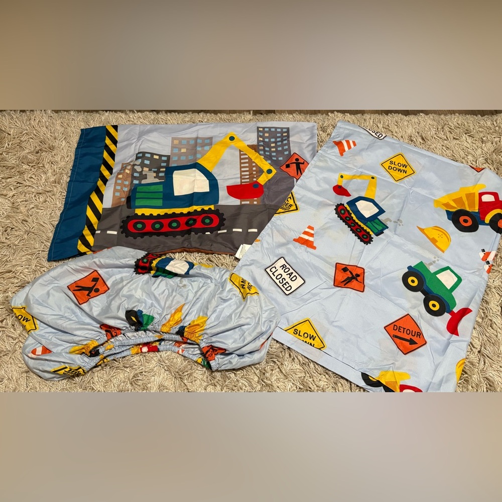 Construction Vehicle Crib Size Bedding Set